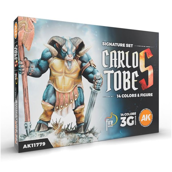 AK Interactive - 3rd Generation Acrylics Set - CARLOS TOBES - SIGNATURE SET - 14 Colours and Figure