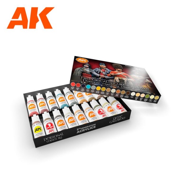 AK Interactive - 3rd Generation Acrylics Set -PEPE GALLARDO - SIGNATURE SET - HISTORICAL FIGURES XVI-XVIII