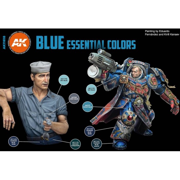 AK Interactive - 3rd Generation Acrylics Set - BLUE ESSENTIAL COLORS