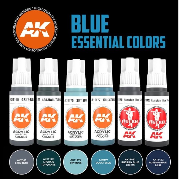 AK Interactive - 3rd Generation Acrylics Set - BLUE ESSENTIAL COLORS