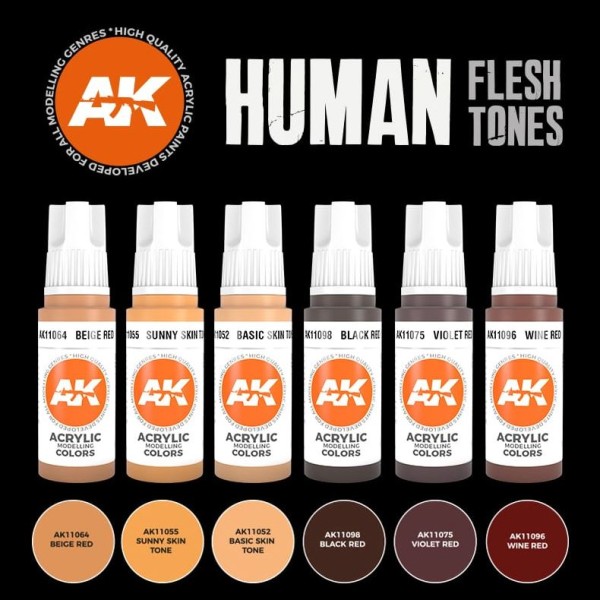 AK Interactive - 3rd Generation Acrylics Set - HUMAN FLESH TONES