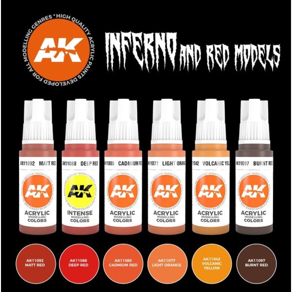 AK Interactive - 3rd Generation Acrylics Set - INFERNO AND RED CREATURES