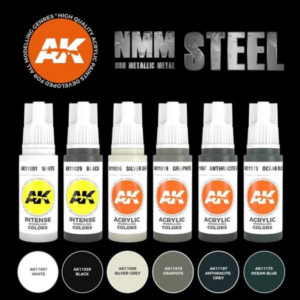 AK Interactive - 3rd Generation Acrylics Set - NMM STEEL