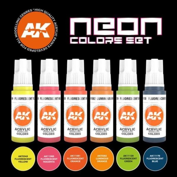 AK Interactive - 3rd Generation Acrylics Set - Neon Colors