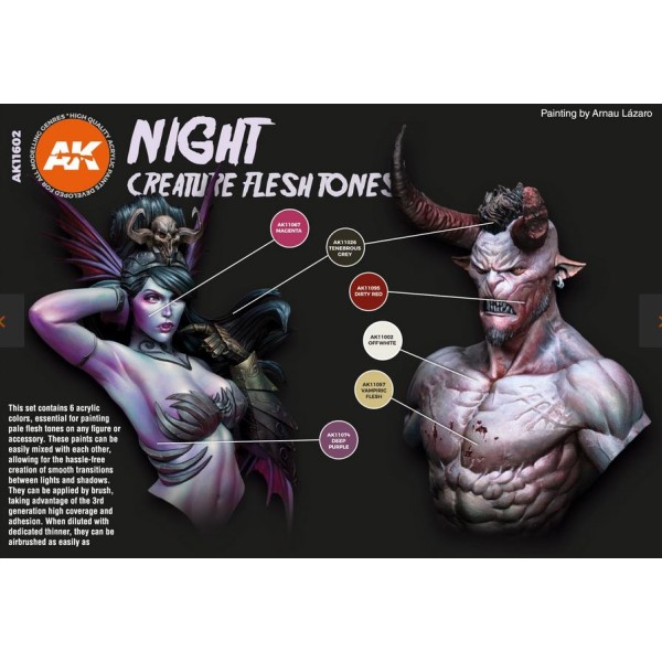 AK Interactive - 3rd Generation Acrylics Set - NIGHT CREATURES FLESH TONE