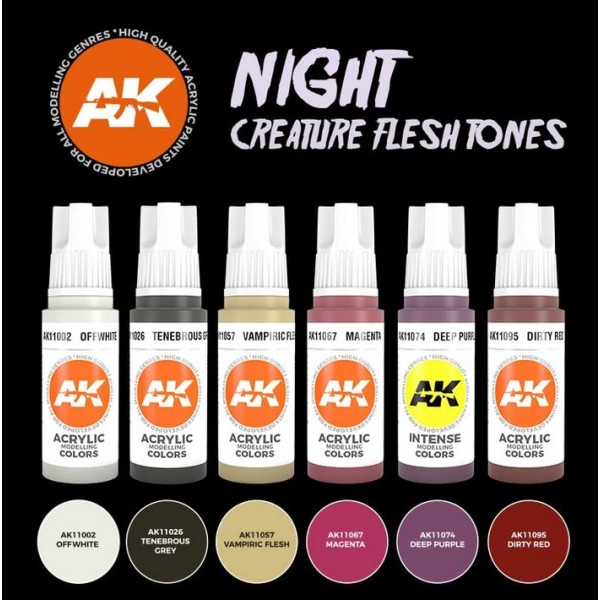 AK Interactive - 3rd Generation Acrylics Set - NIGHT CREATURES FLESH TONE