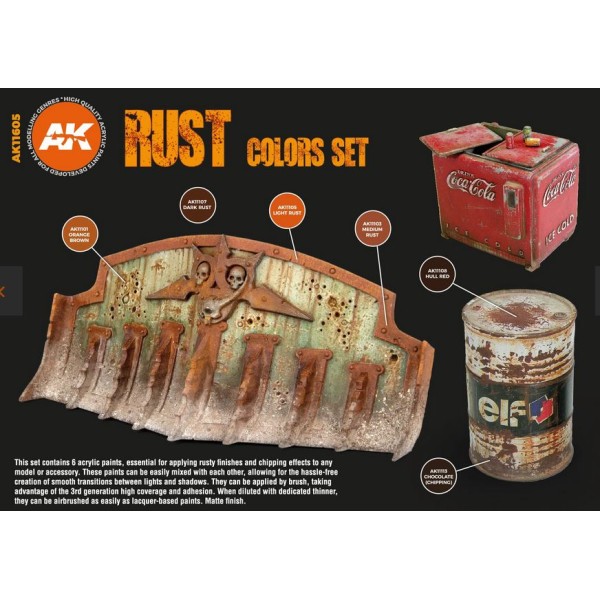 AK Interactive - 3rd Generation Acrylics Set - RUST AND ABANDONED