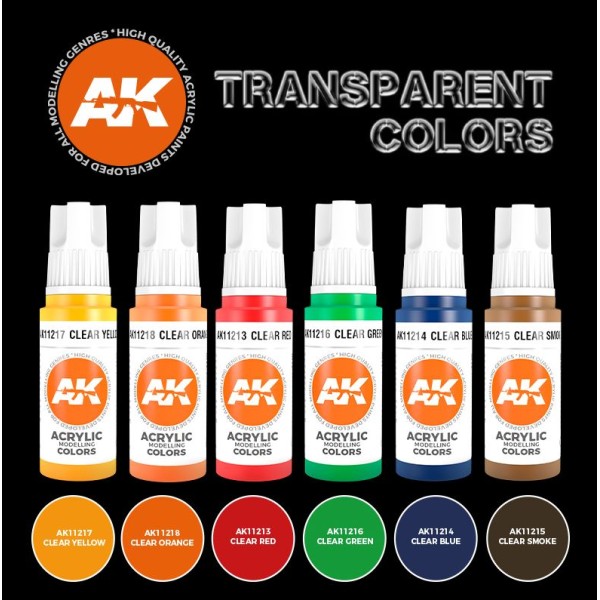 AK Interactive - 3rd Generation Acrylics Set - TRANSPARENT COLORS