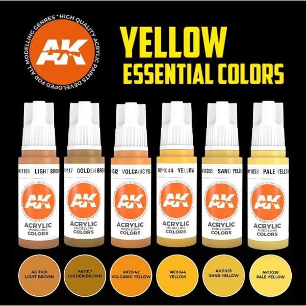 AK Interactive - 3rd Generation Acrylics Set - YELLOW ESSENTIAL COLORS