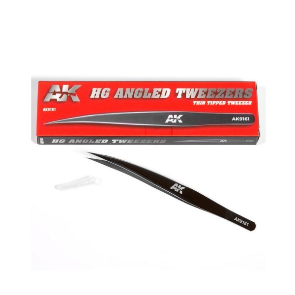 AK Interactive - Tools - Hg Angled Tweezers 01 (Thin Tipped)