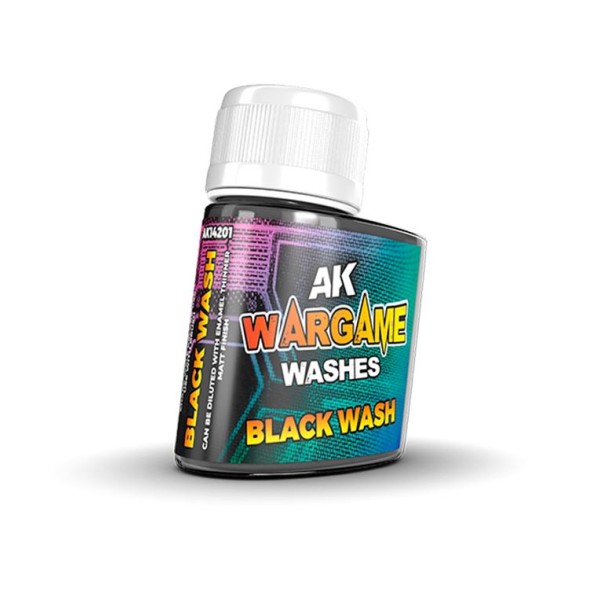 AK INTERACTIVE - WARGAME WASHES - BLACK WASH (ENAMEL)