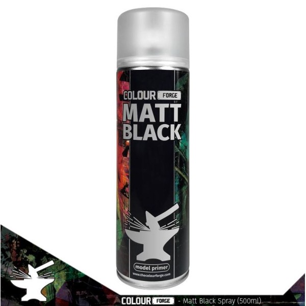 Colour Forge Sprays: Matt Black - Model Primer - 500ml (In-store / Pick-up only)