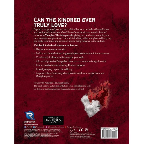 Vampire The Masquerade RPG - 5th Edition - Blood-Stained Love Sourcebook