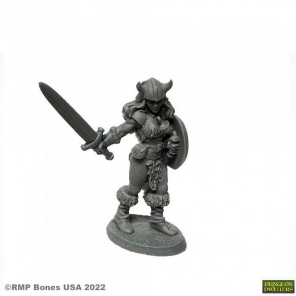 Reaper Dungeon Dwellers (Bones USA Plastic) - Jana Frostwind, Barbarian (Weapon Options)