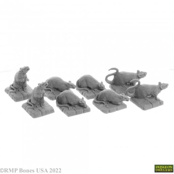 Reaper Dungeon Dwellers (Bones USA Plastic) - Dire Rats (8) 