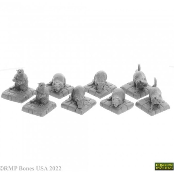 Reaper Dungeon Dwellers (Bones USA Plastic) - Dire Rats (8) 