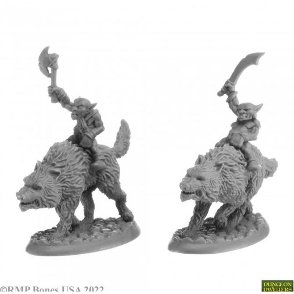 Reaper Dungeon Dwellers (Bones USA Plastic) - Goblin Wolfriders (2) 