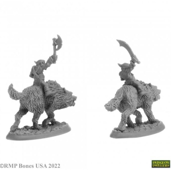 Reaper Dungeon Dwellers (Bones USA Plastic) - Goblin Wolfriders (2) 