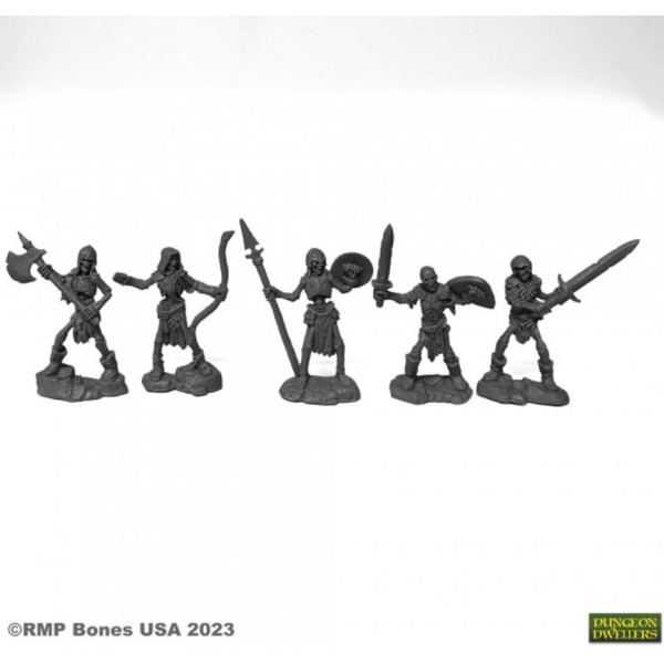 Reaper Dungeon Dwellers (Bones USA Plastic) - Skeleton Guardians (5)