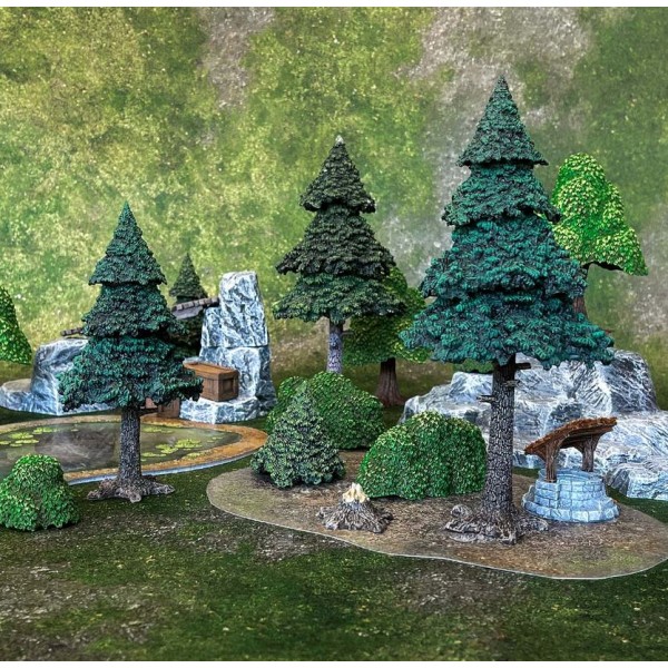 Monster Fight Club - Pre-Painted Scenery - Evergreen Pine Forest